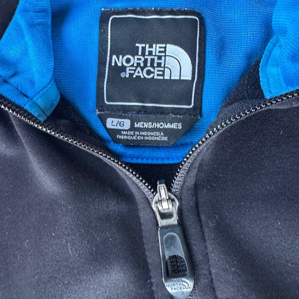 The North Face Full Zip Hoodie Mens Large Black Blue Logo Performance Fleece - Picture 3 of 5